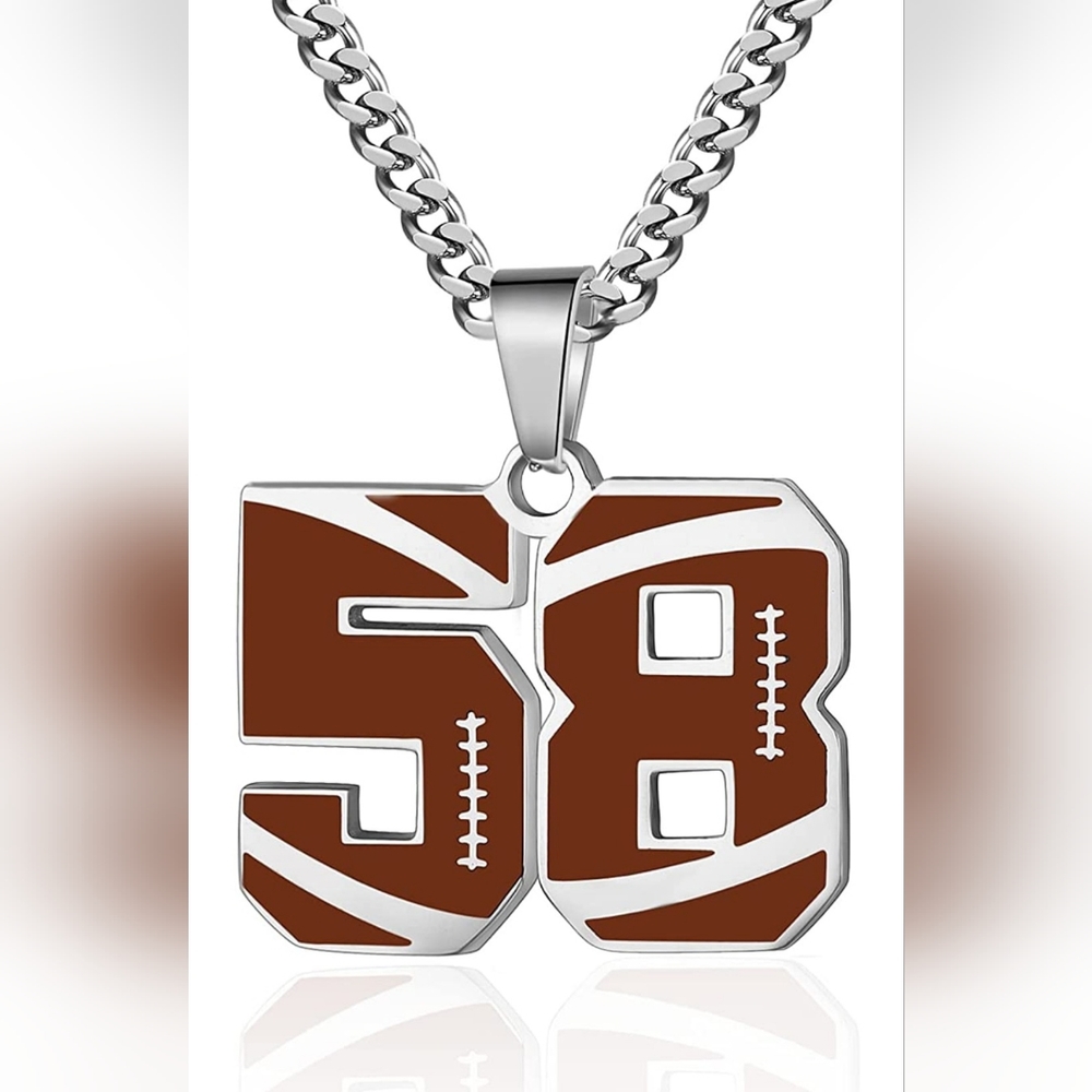 COPY - Stainless steel football number necklace. All numbers usually avail. Ple…